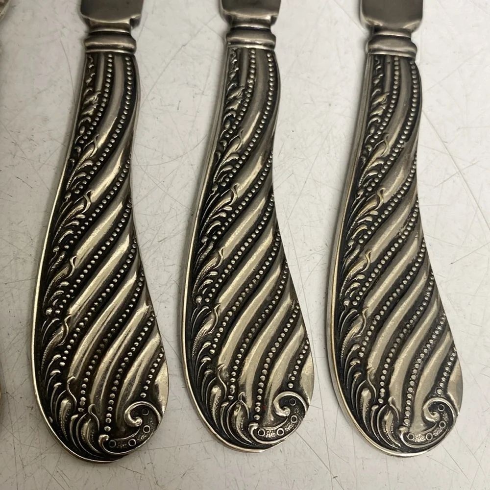 CINDERELLA Flat Handle Fruit Knives 1885 Silverplate Butter Knife